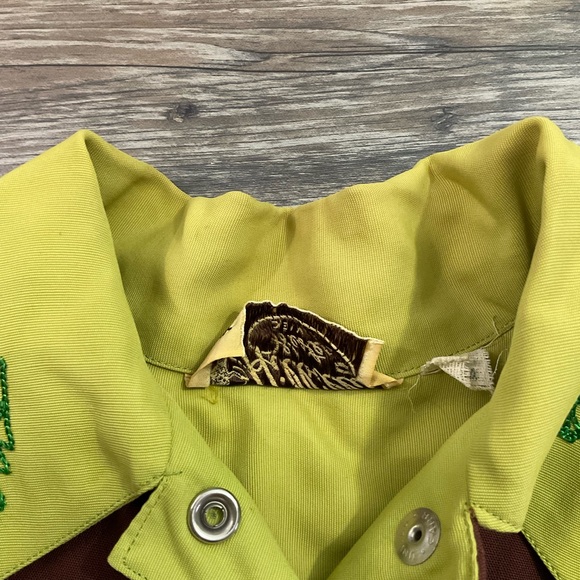 Vintage 1940s Western Shirt Embroidered Chartruse Women’s Sz 14 - Picture 7 of 7